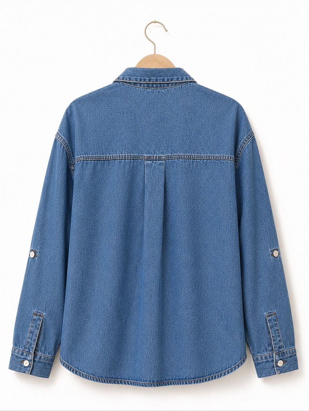 Jane + Delancey | Blue Lyocell Cotton Button-Up Shirt Jacket | Size Large - Picture 7 of 9